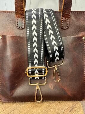 Black White Chevron Purse Strap Crossbody Bag Strap NEW Boho Bag Strap